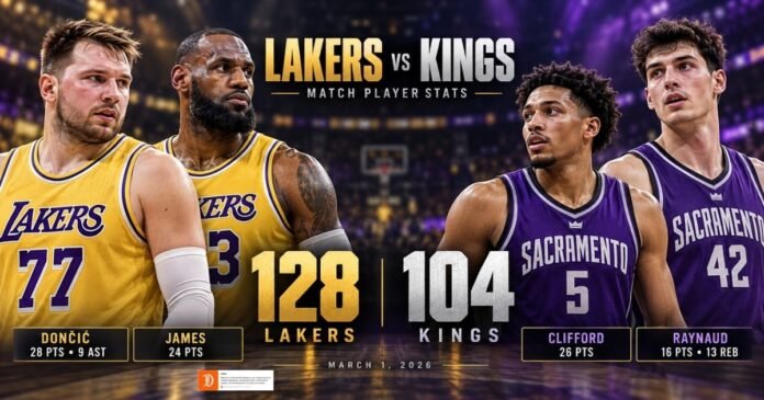 lakers vs sacramento kings match player stats