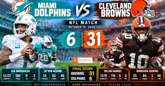 Miami Dolphins vs Cleveland Browns Match Player Stats
